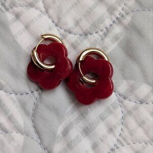 Flower Resin Acrylic Charms Earrings Gold Color